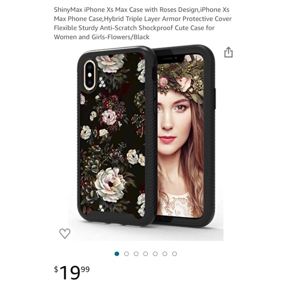 iPhone XS Max Black Floral Case - Picture 8 of 16